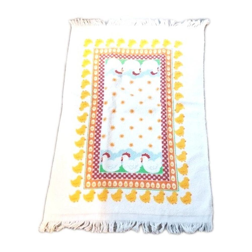 Vintage Chicken /Duck Dish Towel Retro Country Cottage Charm 80s